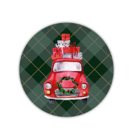 10 stickers - Christmas - Traditioneel met rode auto