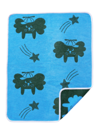 Flying Dog- wiegdeken chenille katoen blauw