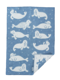 Wiegdeken wol - Seal blauw