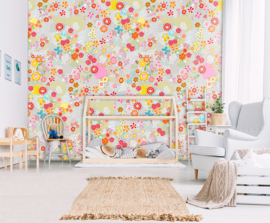 FLOWER FIELD GREY FOTOBEHANG - Kidswalls Kay & Liv INK7013