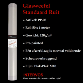 Standaard Ruit Glasweefsel Pré-Painted - Intervos PP08 - 50 m²
