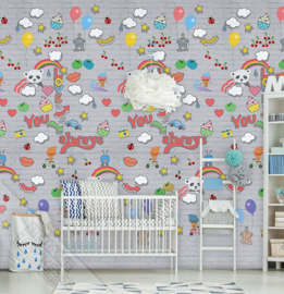 GRAFFITI BABY GREY FOTOBEHANG - KidsWalls Abby & Bryan INK7230