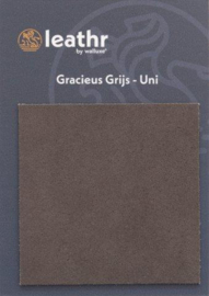 LEREN WANDTEGELS 1M² - GRACIEUS GRIJS UNI (zelfklevend) - Walluxe Leathr 12,5x50cm