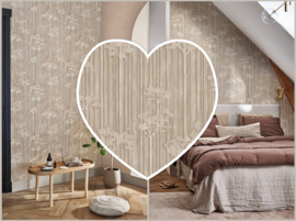 BEIGE GLITTER BLADEREN BEHANG - BN Wallcoverings Imagine Cachet 221081