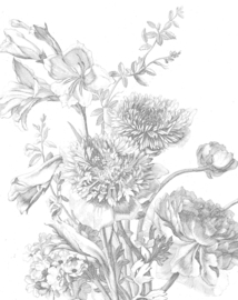 Behangpaneel Engraved Flowers "Jacques Bailly (1670)" - KEK Amsterdam Wonderwalls PA-013