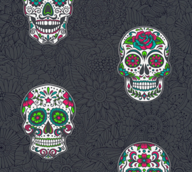 "Skulls" DOODSHOOFD BEHANG - AS Creation Boys & Girls 6 35817-3