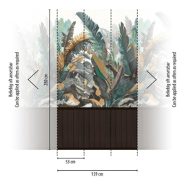 TROPISCHE BLADEREN EN LAMBRISERING FOTOBEHANG - A.S. Création Wallpanel