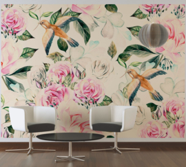 TROPISCHE VOGELS MET BLOEMEN FOTOBEHANG - AS Creation DesignWalls DD118542