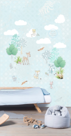 FORREST FRIENDS BLUE FOTOBEHANG - Kidswalls Kay & Liv INK7046