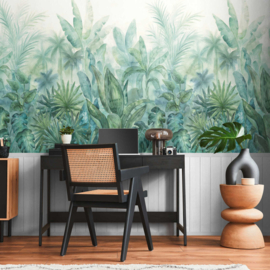 PLANTEN MET LAMBRISERING FOTOBEHANG - A.S. Création Wallpanel