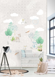 FORREST FRIENDS GREY FOTOBEHANG - Kidswalls Kay & Liv INK7047