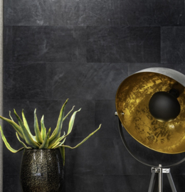 LEREN WANDTEGELS 1M² - BUFFALO BLACK UNI (niet verlijmd) - Walluxe Leathr 25x50cm