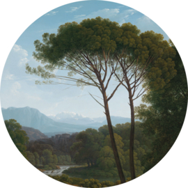 Behangcirkel Italiaans landschap met pijnbomen​ "Hendrik Voogd (1795)" - KEK Amsterdam Wonderwalls CK-003​