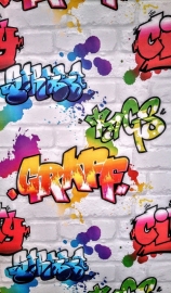 FELLE GEKLEURD GRAFFITI BEHANG - Rasch Kids & Teens 3 272901