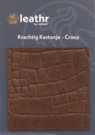 LEREN WANDTEGELS 1M² - KRACHTIG KASTANJE CROCO (zelfklevend) - Walluxe Leathr 25x50cm