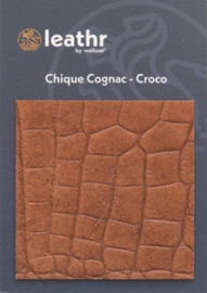 LEREN WANDTEGELS 1M² - CHICQUE COGNAC CROCO (niet verlijmd) - Walluxe Leathr 25x50cm