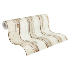 CREME BRUIN VINTAGE HOUTLOOK BEHANG - AS Creation Elements 2 368931