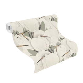 GROEN WIT REIGER BEHANG - Rasch Kimono 409543