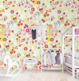 FLOWER FIELD MINT FOTOBEHANG - Kidswalls Kay & Liv INK7014