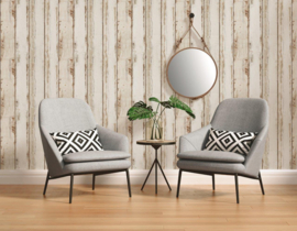 CREME BRUIN VINTAGE HOUTLOOK BEHANG - AS Creation Elements 2 368931