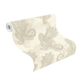 BEIGE ZILVER PAISLEY BEHANG - Rasch Indian Style 746419