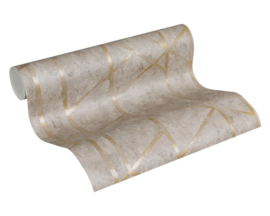 TAUPE MET GOUD GRAFISCH BEHANG - AS Creation Metropolitan Stories 369283