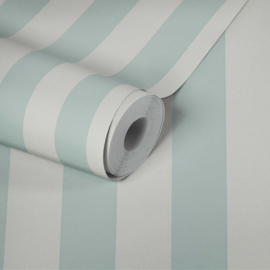TURQUOISE WITTE STREPEN BEHANG - AS Creation TRENDWALL 38101-4