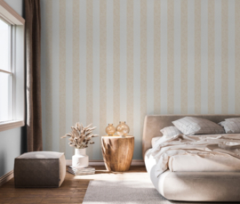 WIT ROZE/BEIGE STREPEN BEHANG - Noordwand Shades Iconic 34407