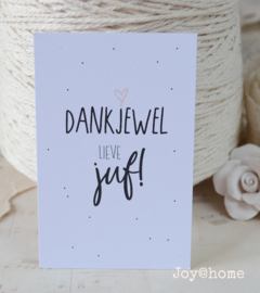 Kaartje mini, dankjewel lieve juf