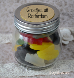 Potje glas, Rotterdamse winegums en sticker eigen tekst