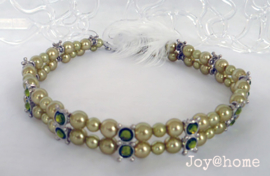 Parels choker in limegroen met sierstenen