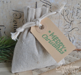 Linnen zakje met lavendel & label Merry Christmas in 10 kleuren