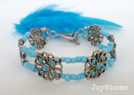 Kralen armband, turquoise-antiek zilver