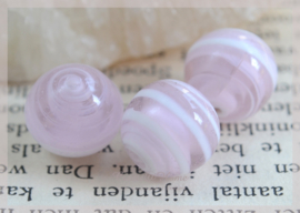 Kralen glas Murano, roze/wit