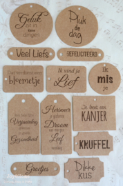 Kraft labels in verschillende teksten/vormen