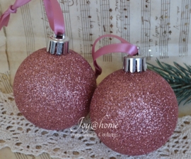 Kerstbal oudroze glitters