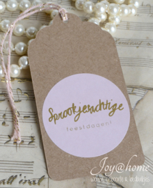 Label met sticker naar keuze & gouddraad in diverse kleuren