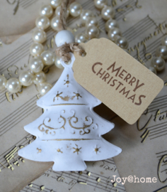 Kerstboom zink met label en kraal