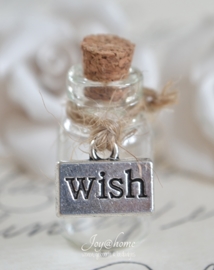 Miniatuur glazen potje met Wish bedel