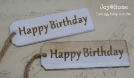 Houten labels Happy Birthday