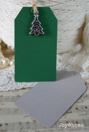 Kerst label met/zonder eigen tekst met bedel, keuze uit 7. In vele kleuren