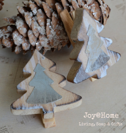 Knijper hout met kerstboom