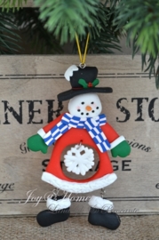 Kersthanger sneeuwpop met sneeuwvlok