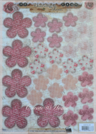 3D uitdrukvel met vintage bloemen roze