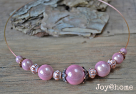 Ketting miracle beads, roze-koper