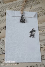 Zakje wit zilver barok met kerstbedeltje