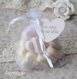 Zakje vruchtenhartjes & label Zakje vol met liefde