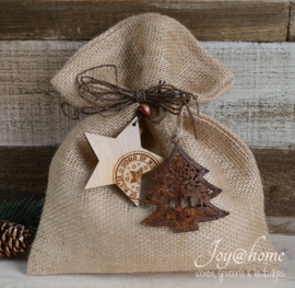 Jute decoratie zak kerst