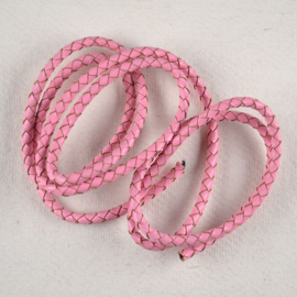 Gevlochten leren veter roze
