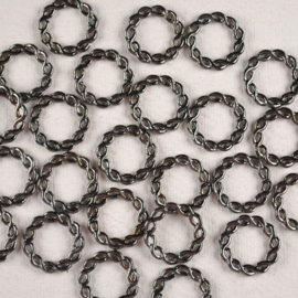 Gevlochten metalen ring - antraciet